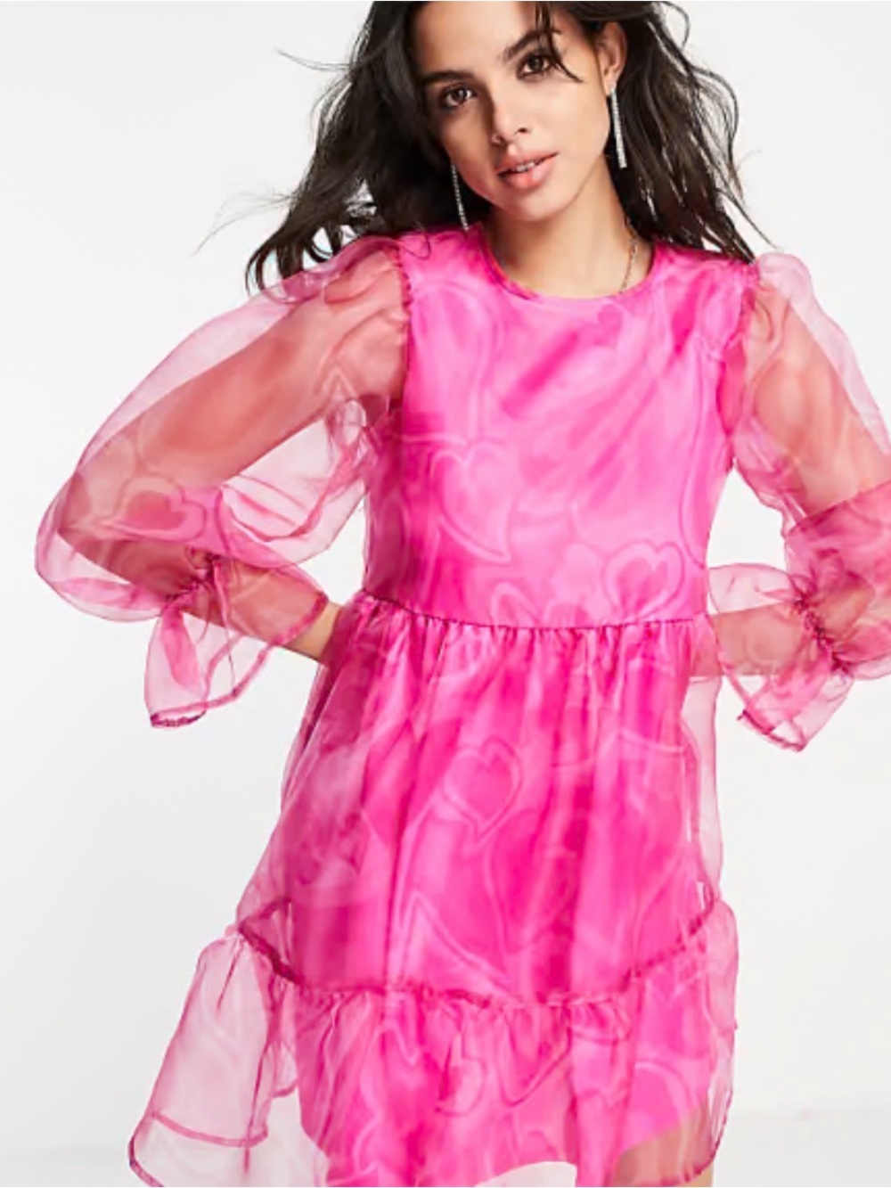 Twisted Wunder Pink Mini Sheer Organza Dress